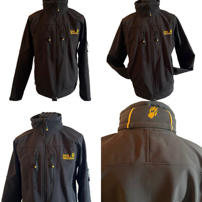 Jack Wolfskin Mens Black Softshell Zip Jacket Size S Outdoors Anorak VGC
