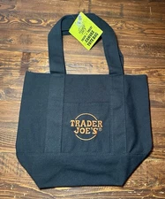 Trader Joes Mini Canvas Tote Bag Limited Edition New with Tags Black Halloween