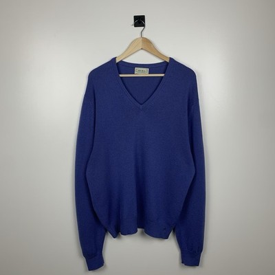 Brora Cashmere Sweater V-Neck Size 42  Blue Long Sleeve Top Jumper England