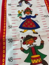 Children's Growth Chart Measurement Tapestry Wall Hanging Scandinavian Dutch 38"