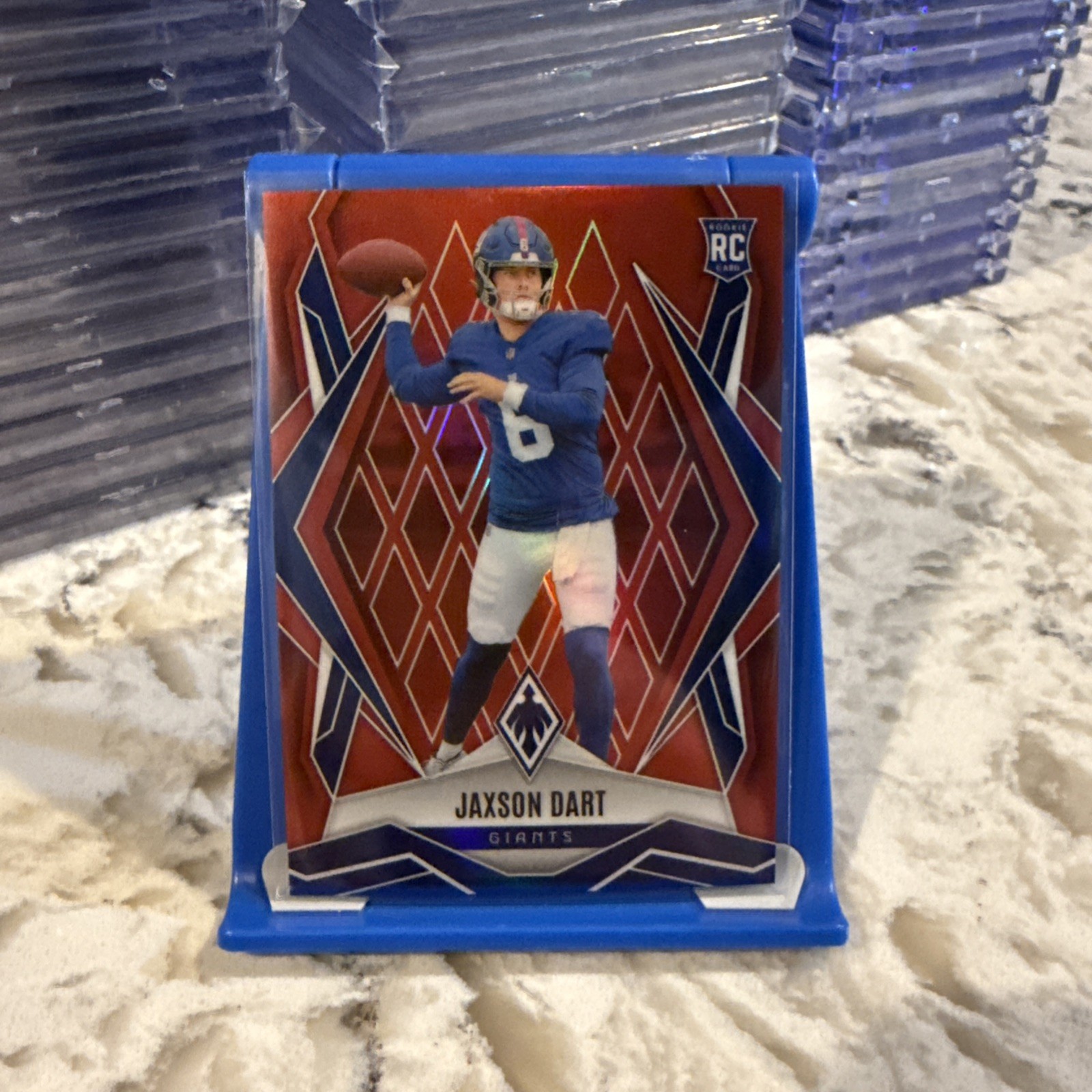 2025 Panini Phoenix Jaxson Dart Red Seismic RC /99 #200 New York Giants