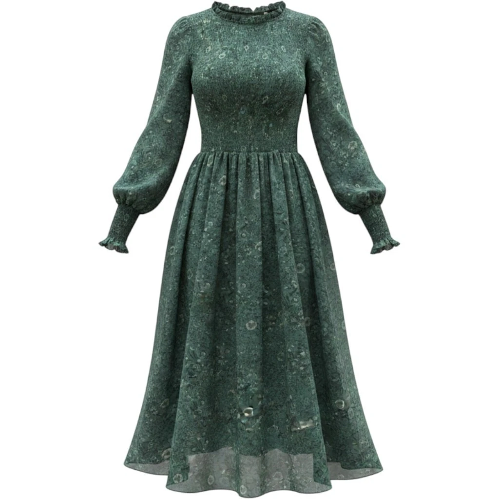 smocked chiffon peasant-sleeve dress Rebecca Taylor