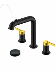 KENES Widespread 3-Hole 2-Handle Pull-Out Swivel Faucet Matte Black/Gold