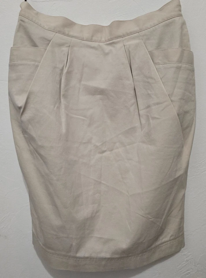 Falda lápiz vintage AGNONA beige mezcla de algodón para mujer talla 44 hecha en Italia Foto 3 de 4