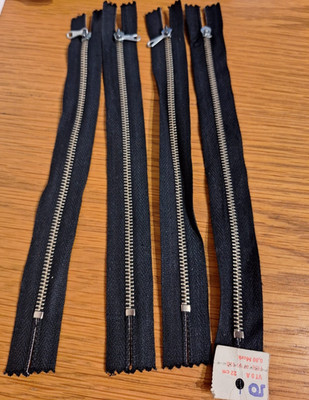 Metall- Reißverschluss  VT 0 A  silber nicht teilbar 5mm  breit   22 cm schwarz
