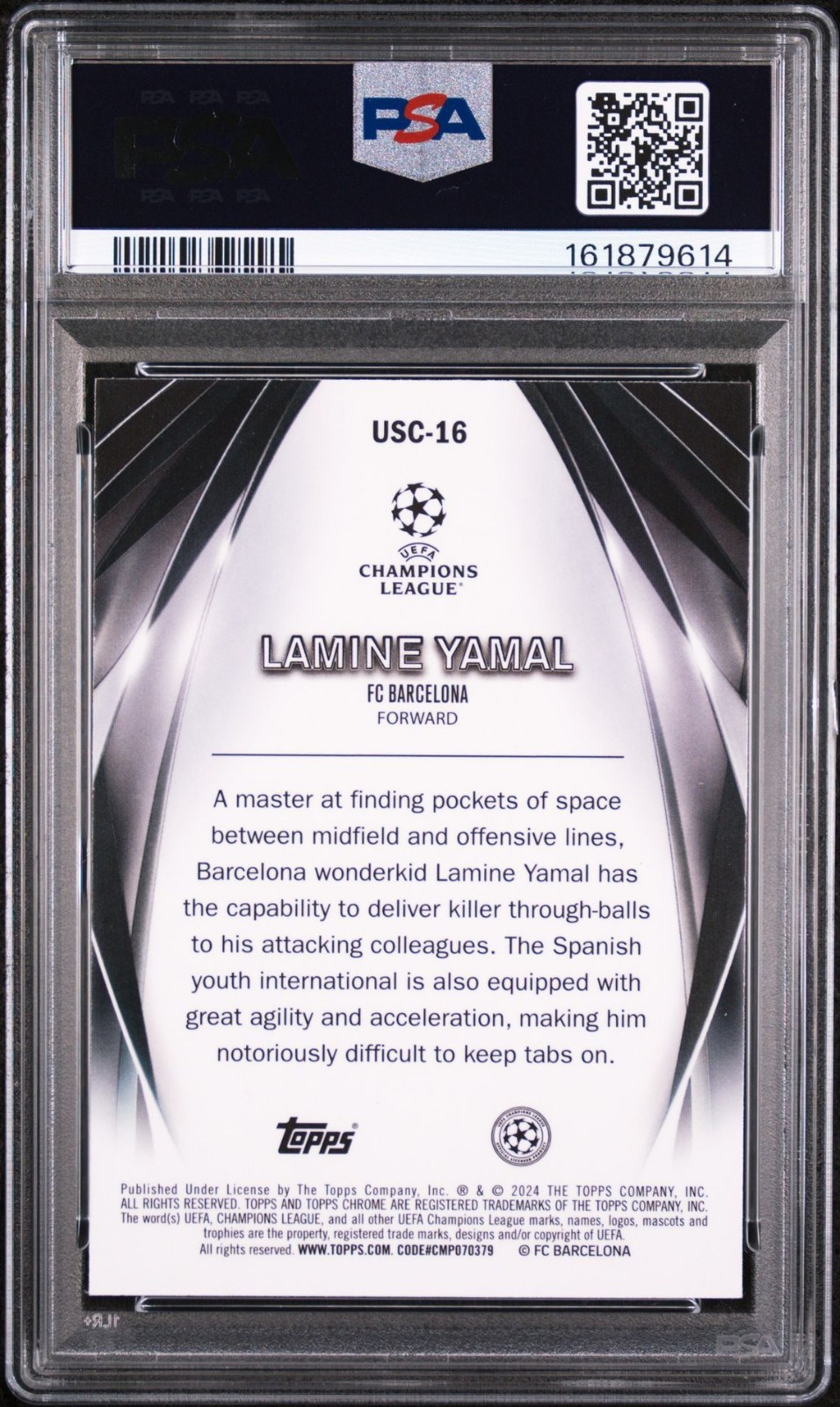 2023-24 Topps UEFA Club Competitions  Ultimate Stage Chrome Lamine Yamal PSA 10! view 2