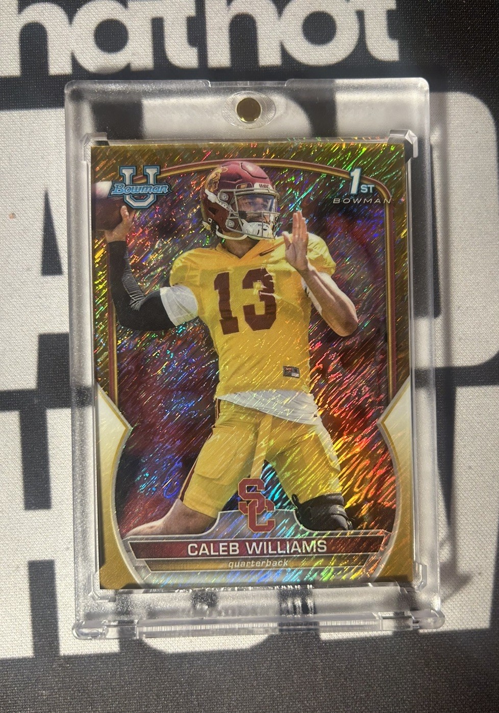2022 1st Bowman University Chrome Caleb Williams Gold Shimmer Refractor /50