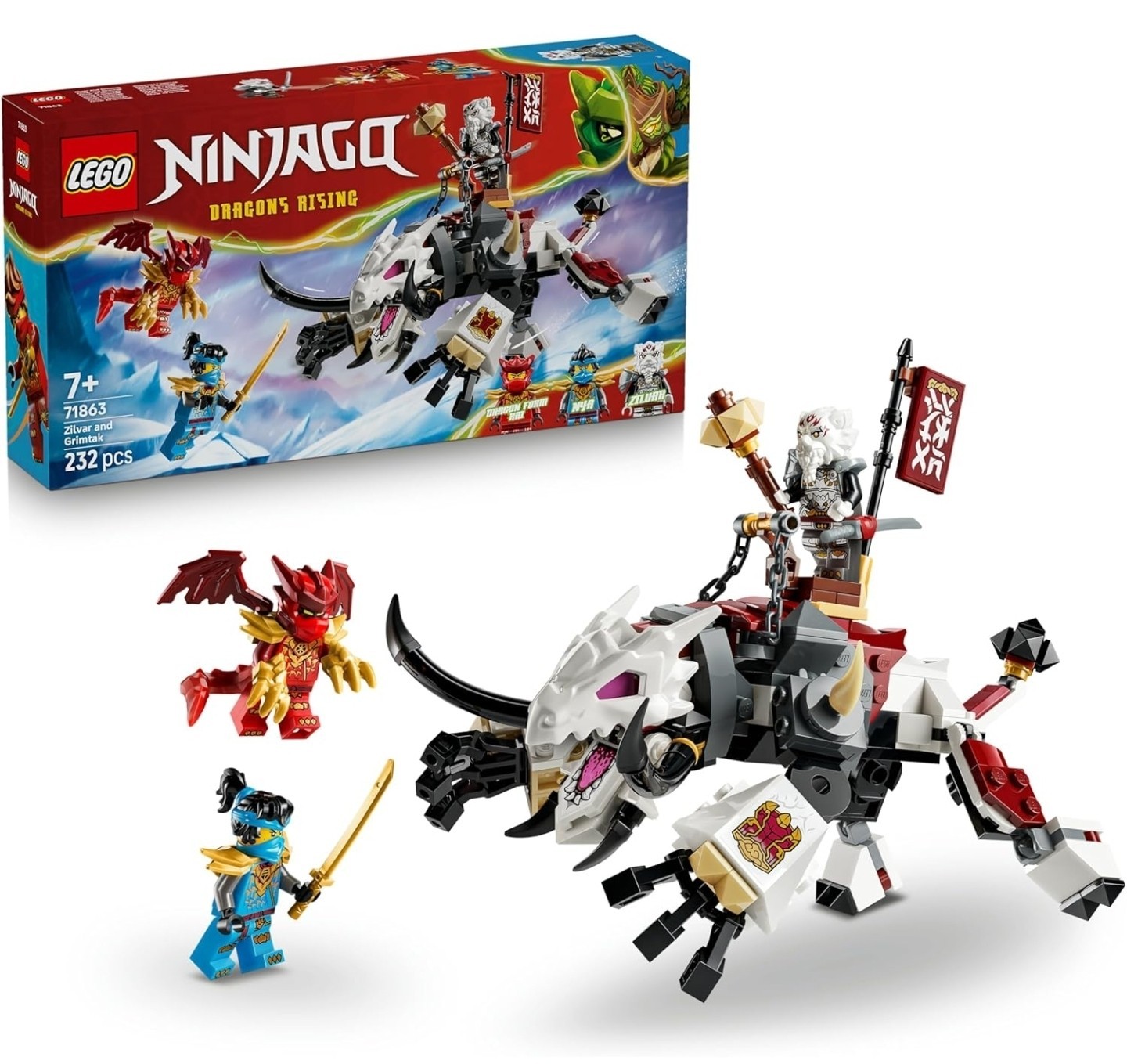 Lego Golden/Silver Ninjago 71863 Zilvar And Grimtak The Dragon Beast - Image 3