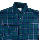 LL Bean Men's Kennebunk Slightly Fitted Dark Green Blue Plaid Sport Shirt Small