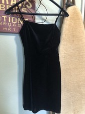Urban Outfitters Mini Dress Stretch Velvet Spaghetti Strap Tie Back Black Small