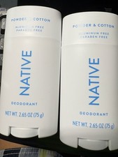 2 Pack Native Deodorant POWDER COTTON Aluminum Free 2.65 Oz NEW