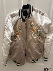 Forever 21 Floral Embroidered Bomber Jacket
