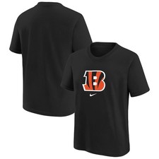 Nike Cincinnati Bengals Football Youth Shirt Black Orange Logo Tee Size M NWT