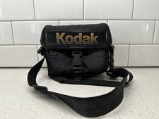 Vintage KODAK Black Gold Logo Nylon Camera Case Click Clasp Adjustable Strap EUC