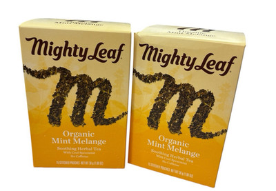 2 Boxes x 15 Pouches = 30 Pouches Mighty Leaf Organic Mint Melange Herbal Tea