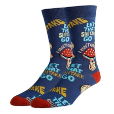 Men’s Funny Mushroom Crew Socks, Let That Shhh, Colorful Cotton Dress Socks