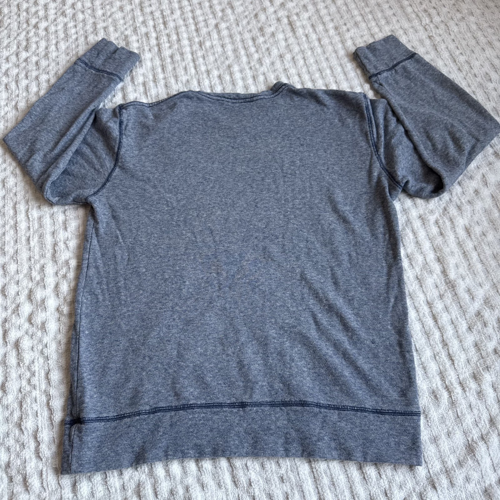 Jungmaven L Large 55% Hemp Organic Cotton Crewneck Sweatshirt Blue Stripe Fleece