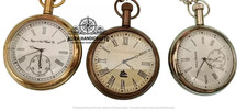 AURA Set of 3 Vintage Style Pocket Watches Brass Collectible Marin Pocket Watch