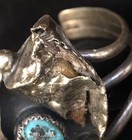 Vintage 1940’s TR signed  Navajo Cuff Bracelet Sterling Silver Turquoise & Coral — photo 2