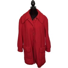Sears Fashions Designs Red Wool Nylon Winter VTG Ladies Coat Jacket Cabin READ