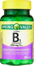 Spring Valley Vitamin B1 Tablets Dietary Supplement, 250 Mg, 100 Count, 12/2026