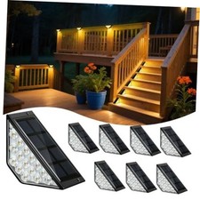 BKBB PPBB Solar Step Lights for Outside, Solar Stair Lights 8 Warm White