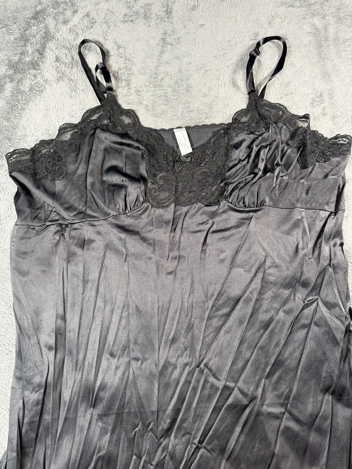 Lane Bryant Intimates Lingerie Slip Nightgown Womens Large Black Satin Lace Trim - Image 2 of 4