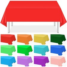 12 Pack Assorted Color Plastic Tablecloth Disposable Plastic Rainbow Tableclo...