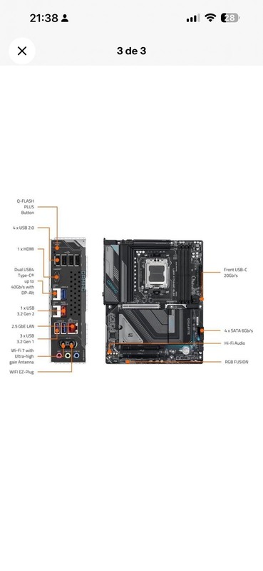 GIGABYTE X870 GAMING X WIFI7 AM5 LGA 1718, ATX, DDR5, 4x M.2, PCIe 5.0, USB4, Wi