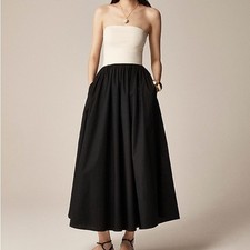 J. Crew Womens Strapless colorblock mixy dress Small Natural Color