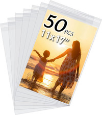 50 Pack Acid-Free Crystal Clear Sleeves Storage Bags for 11X17 Art Prints