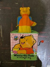 Disney Winnie the Pooh  Friends metal Wind-uo Jack-in-the-Box Music Toy 1977