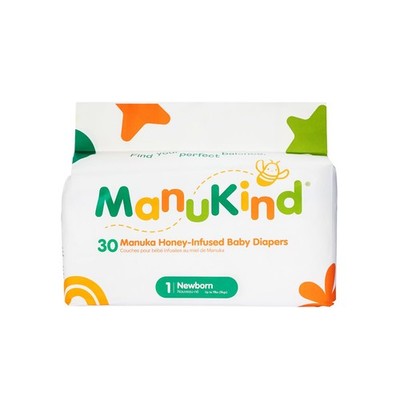 Baby Diapers Manuka Honey Infused Ultra Soft Plant-Based Size 1 30