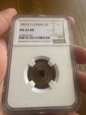 2 Sapeque(1/5 Cent) Indochine Indochina Copper Coins NGC MS-64RB 1897 Rare_LDP.