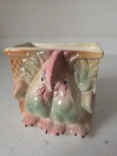 Vintage 1940s Shawnee Pottery Planter Love Birds 3D Green And Pink EUC