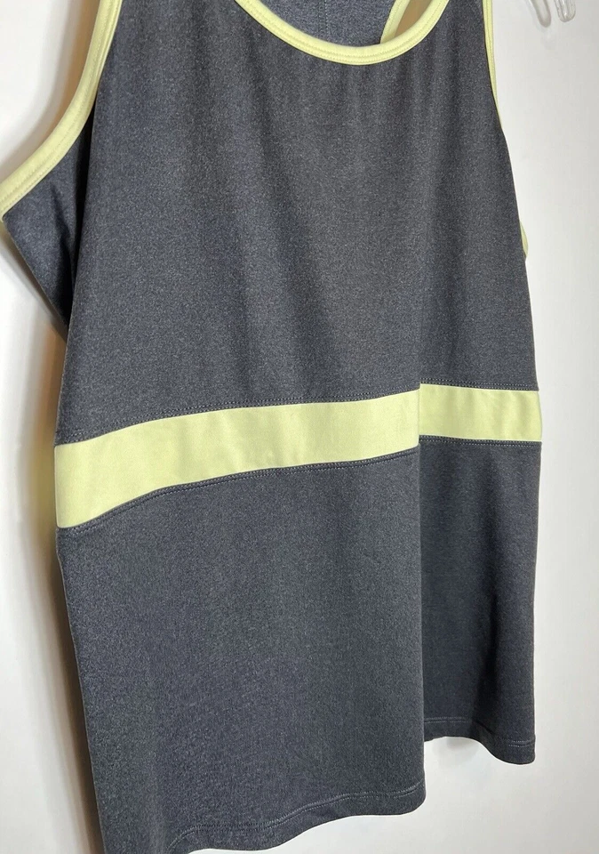 Camiseta sin mangas atlética cola mujer talla mediana gris oscuro con ribete amarillo Foto 2 de 4
