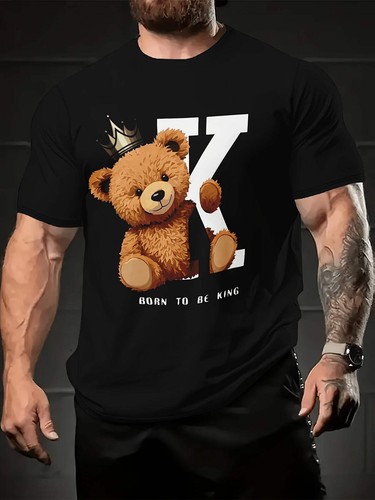 2024 Summer Trendy Men's T-shirt - Cool Bear Pattern, Soft Polyester Fiber, Roun - Picture 9 of 34