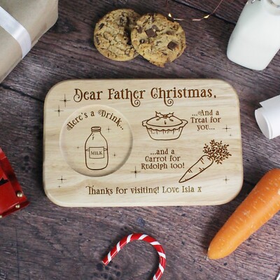 Personalisierte traditionelle Heiligabend Tee & Kekse Brett Weihnachtsmann Abend Teller