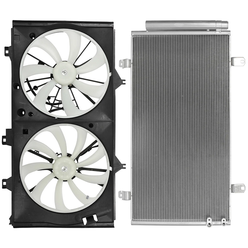 AC Condenser and Cooling Fan Assembly Fit for 2013-2014 2016 2017 Lexus ES350 - Image 2 of 4