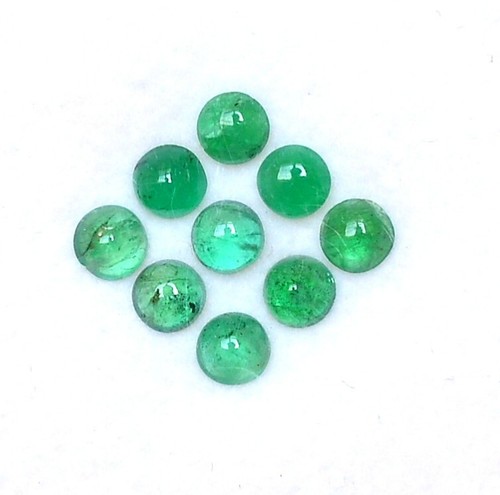 1.93 CTS Natural Emerald Round Cabochon 4 mm Lot 09 Pcs Untreated Loose Gems - Picture 3 of 7