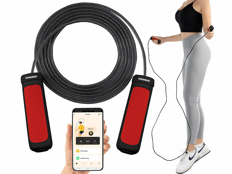 Corde à sauter connectée avec cardiofréquencemètre intégré et poignées ergonomiques Pearl