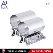 2PCS 2.5 Inch Butt Joint Band Exhaust Clamp Sleeve Coupler T304 Stainless Steel 