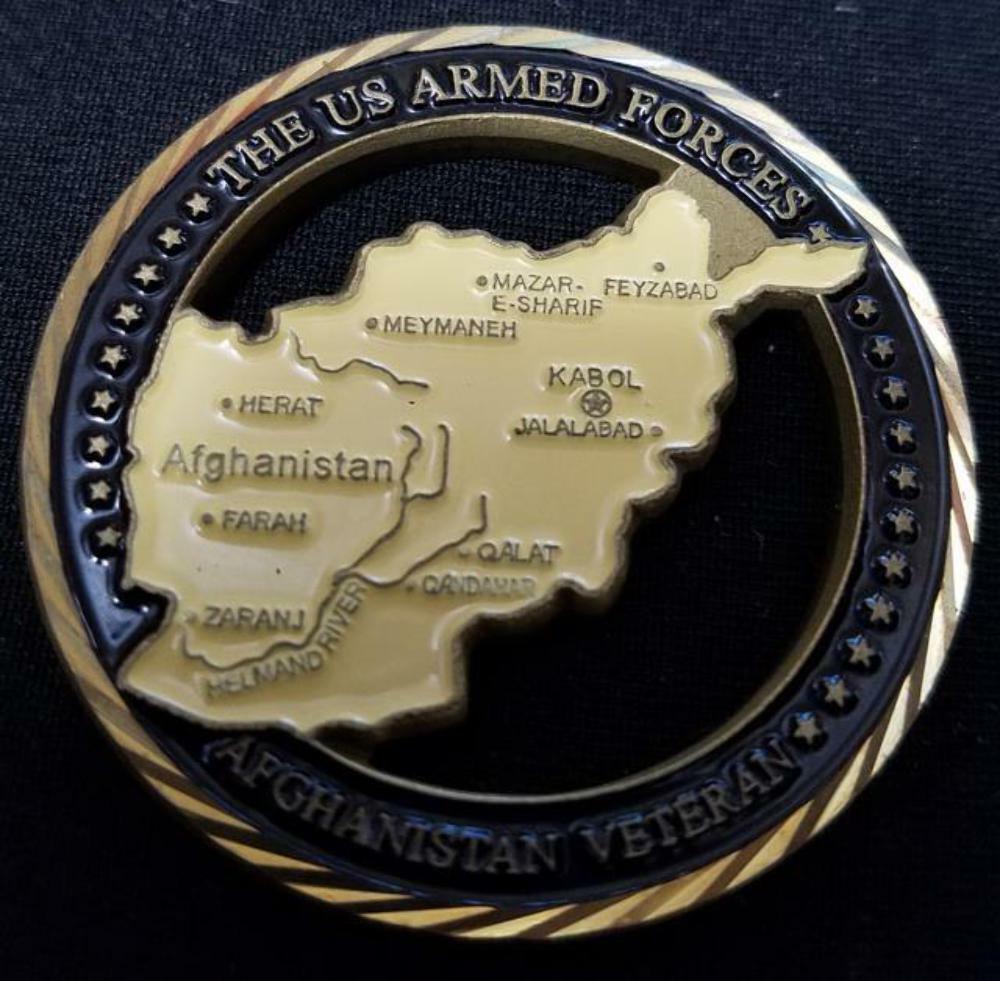 US Armed Forces Afghanistan Veteran Cutout Challenge Coin