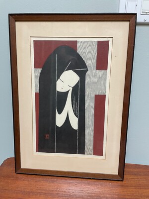 Kaoru Kawano 1916-1965 Japanese Woodcut Print Girl Praying | eBay