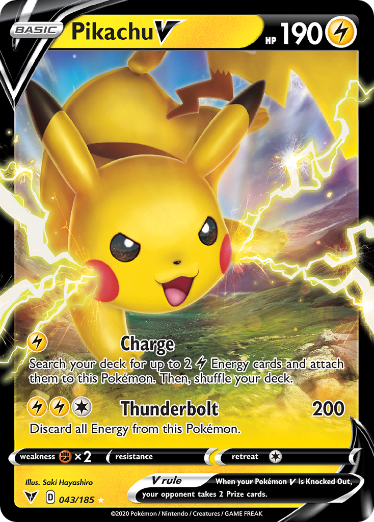 Pokemon Pikachu V - Ultra Rare - 43/185 - Vivid Voltage NM