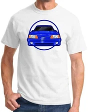 1987-93 Ford Mustang GT 5.0 Fox Body Blue Car Front End Classic Design Tshirt