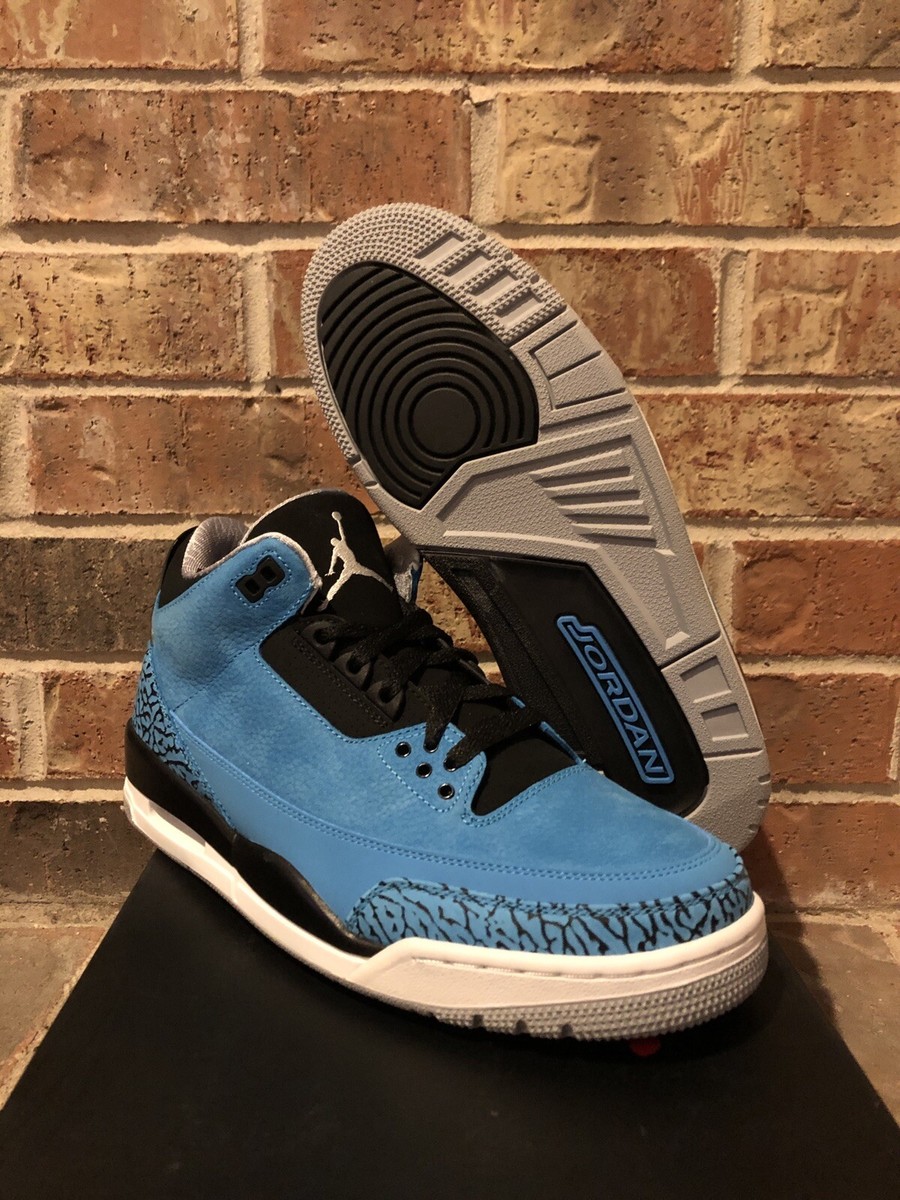 New 10 Nike Air Jordan 3 Retro Powder Blue 2014 Black 136064-406