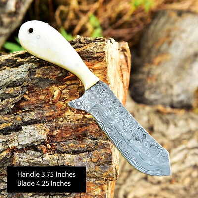 Damascus Knife Hunting Bull Cutter Knife Camel Bone Handle X509