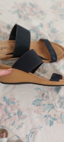 Supersoft sandals by Dianna Ferrari leather size 40 dark navy blue - Picture 3 of 4