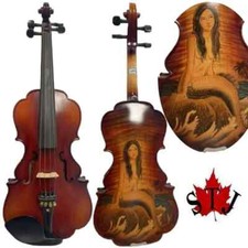 Professional Baroque Maestro 4/4 Violin with sea-maid drawing Good Sound 10959